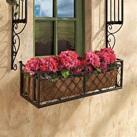 metal planter box holder|window box hangers.